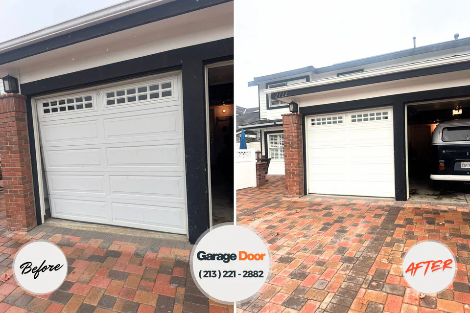 Before and after: garage door repair Hayward, WI